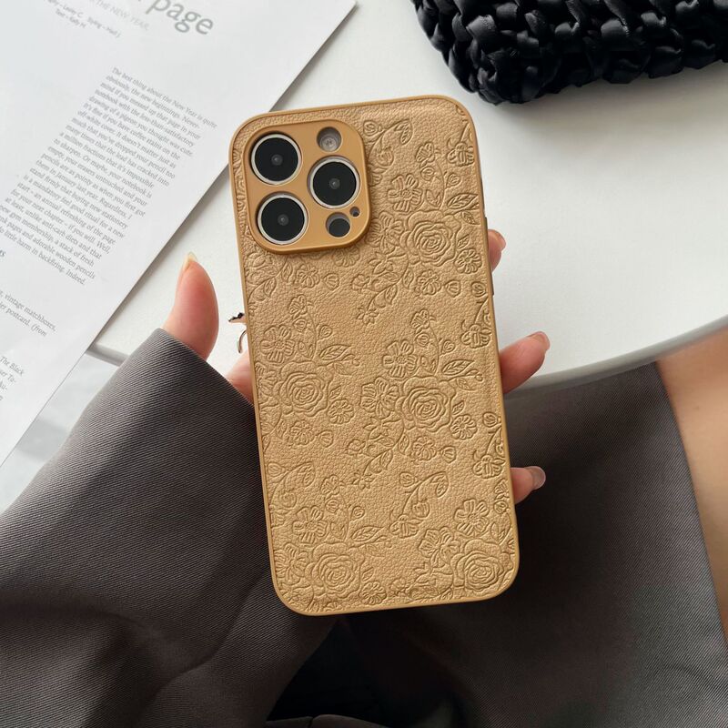 画面いっぱいの小さな花を圧印してiPhone16携帯ケースの単色シンプルなリンゴ15promax高級感を適用する|undefined