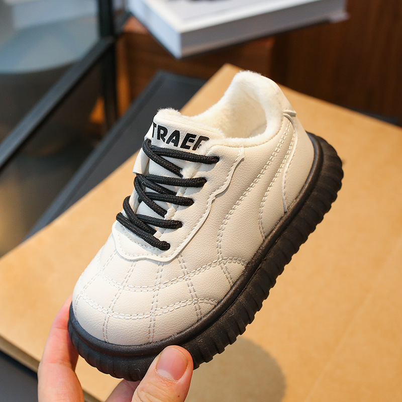 Zapatillas Deportivas para Niños y Niñas Otoño/Invierno 2025, Mocasines para Niños Medianos y Grandes, Zapatos para Bebés, Zapatos Blancos, Zapatos Cálidos de Doble Algodón.