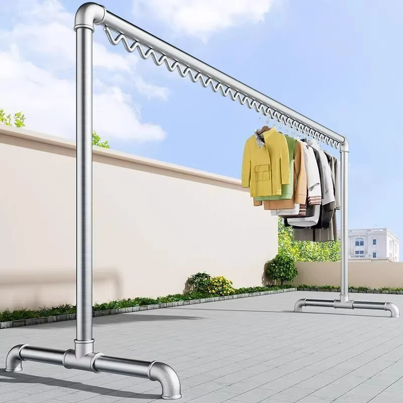 Steel Pipe Clothes Drying Rack for Bedroom, Indoor, Balcony, Outdoor Use, Movable, for Hanging and Drying Clothes, Water Pipe Clothes Drying Pole Steel Pipe Clothes Drying Rack for Bedroom, Indoor, Balcony, Outdoor Use, Movable, for Hanging and Drying Clothes, Water Pipe Clothes Drying Pole