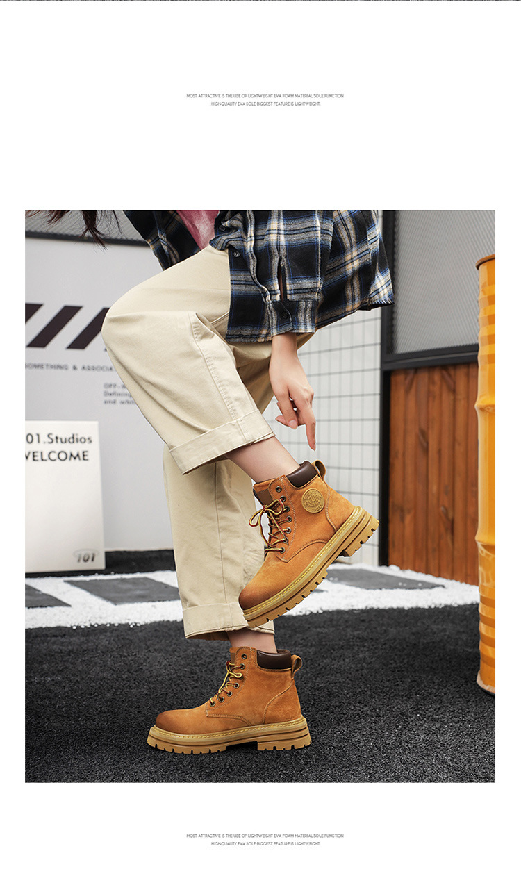 Pánské vysoké pracovní boty, podzimní boty, velké žluté boty, boty s velkou špičkou, párové boty_voghion.com