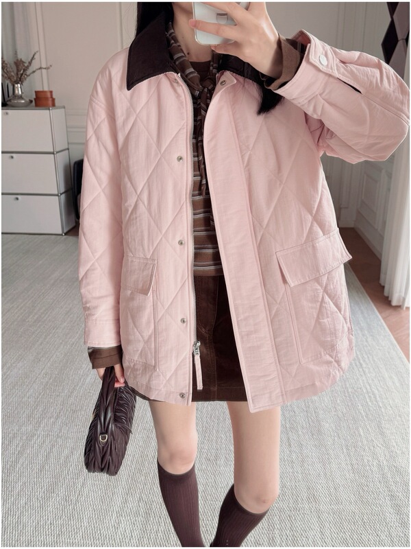 Literary Barn Style! Corduroy Stitching Loose Quilted Quilted Cotton Jacket 2025 Autumn G102301