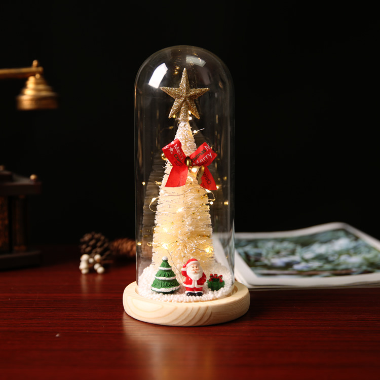 Decoración navideña creativa con luz LED para árbol de Navidad, cubierta de vidrio, adorno de regalo navideño