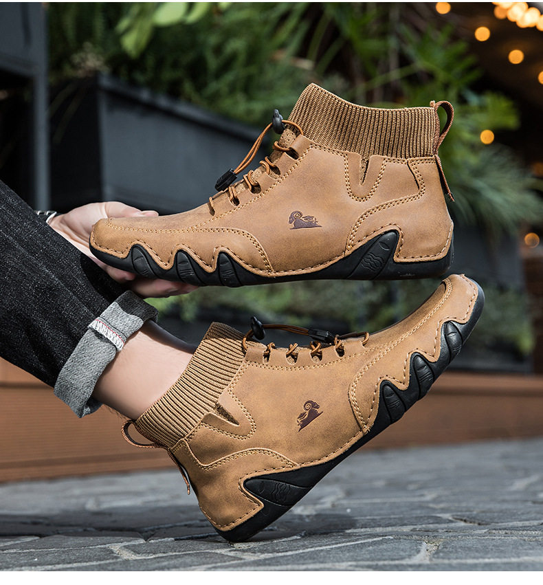 Bốt Martin cổ cao unisex dáng thể thao, đế bằng, mũi tròn — C8005 kaki, C8005 màu xám, C8005 màu đen, C8005M kaki lót nhung chi tiết 20