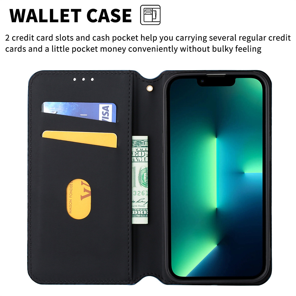 Suitable for iPhone 14 3D Flip Card Insert Leather Samsung S22 Ultra Strong Magnetic Case_voghion.com