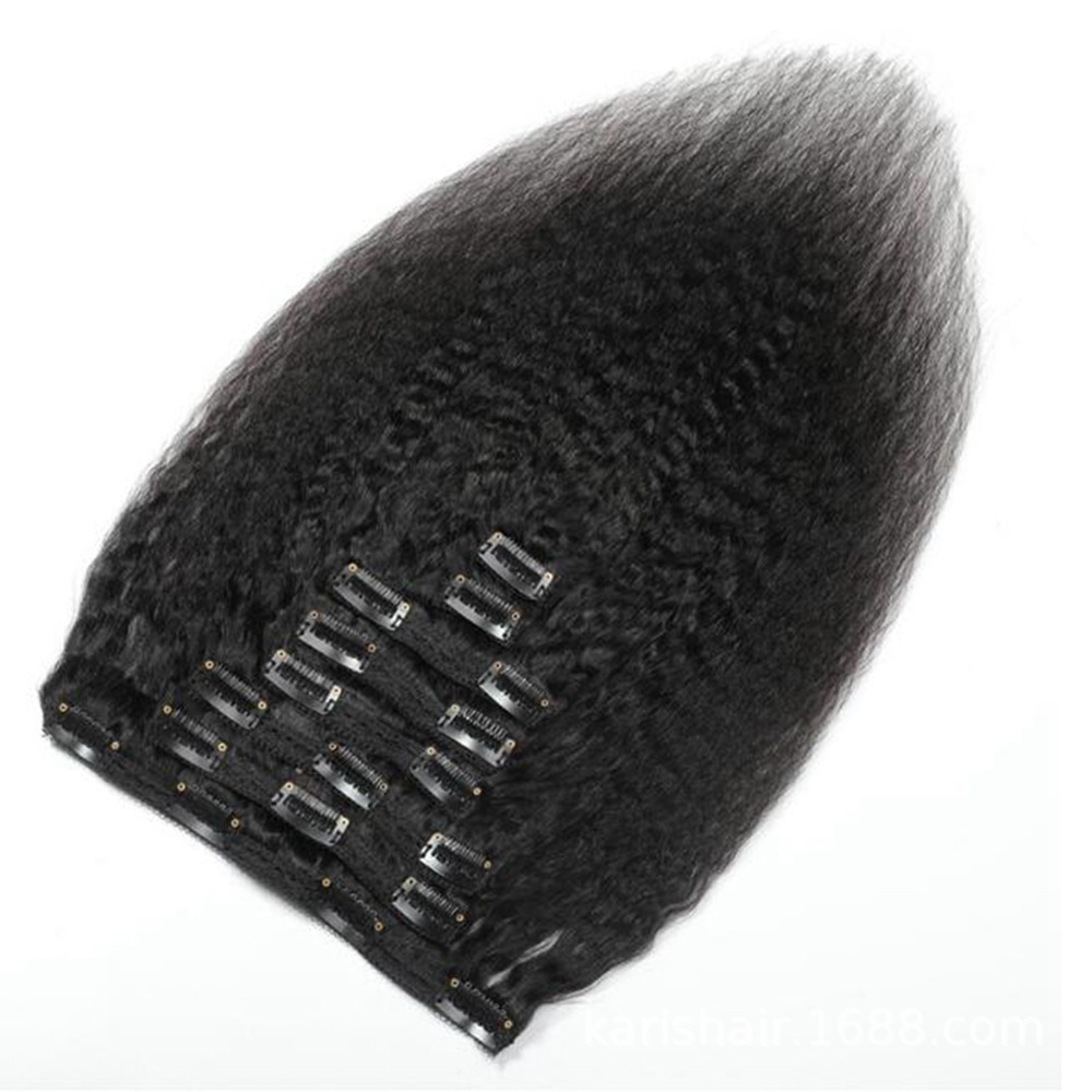 Kinky straight clip cabello humano clip de cabello humano en clip transfronterizo cabello