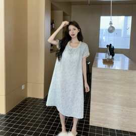 2025新款浪漫紫色碎花木耳边花边少女睡裙夏季纯棉薄款睡衣家居服