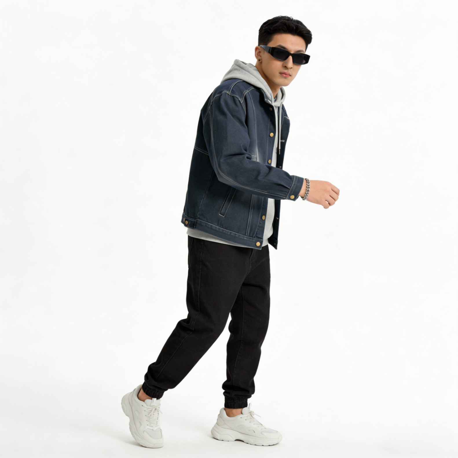 Vintage Jeansjacke Mit Stehkragen Im Retro Look Denim Unisex_voghion.com