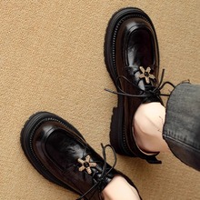 软皮版！英伦风系带小皮鞋女粗跟百搭休闲厚底中跟春秋JK学院风单