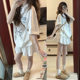 in stock Pregnant Women's New suit Cotton Printed Top Belly Cake Skirt Two-piece Set