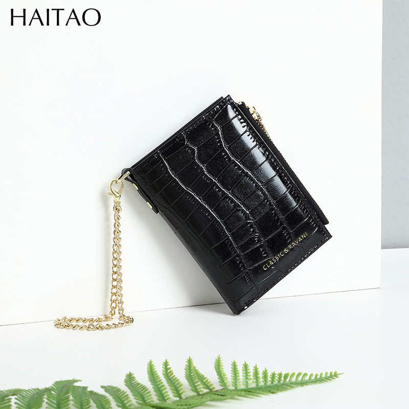 Nueva billetera de mujer corta cadena de cocodrilo bolso de tarjetas 2024 mujeres de alto nivel sentido cruzado cremallera fuente de bolso de cambio