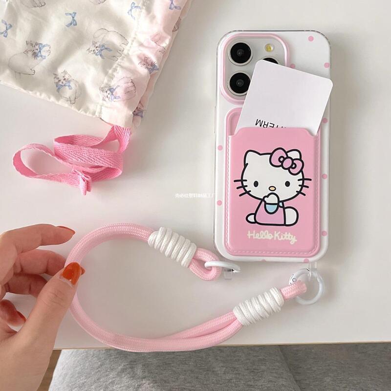 Girly Style Pink Cat Mobile Phone Case Card Holder Suitable for Iphone16Pro/15Pm Cute Protective Cover Girly Style Pink Cat Mobile Phone Case Card Holder Suitable for Iphone16Pro/15Pm Cute Protective Cover
