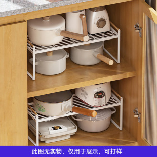 Customized Oem Kitchen Iron Layered Storage Rack Household Dishes Kitchen Utensils Condiments Solid Wood Handle Storage Rack
