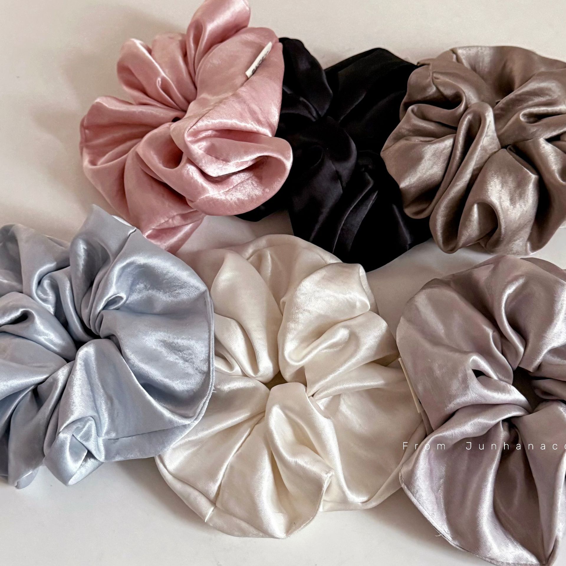 cream satin glossy large intestine hair band female all-matching hair rope hair elastic band plus-sized headband hair accessories female