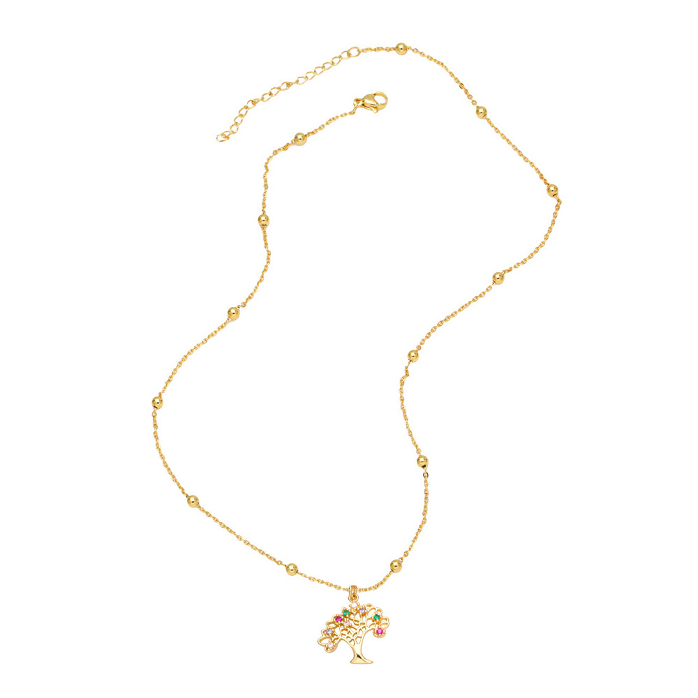 fashion tree of life pendant inlaid color zircon Virgin Mary copper necklace