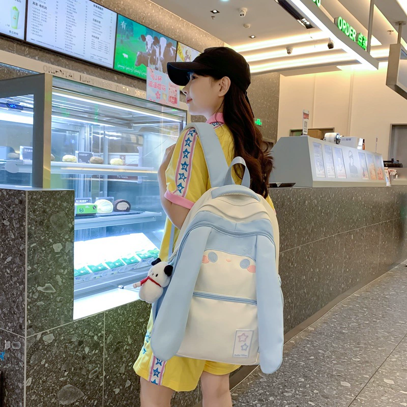 Rabbit, backpack, capacious shoulder bag for students, for secondary school