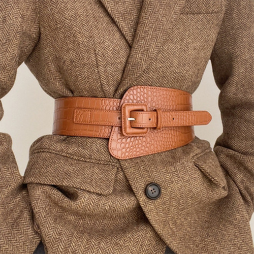 European and American ultra-wide women's elastic waistband with coat and skirt belt for women's outer wear belly belt with suit
