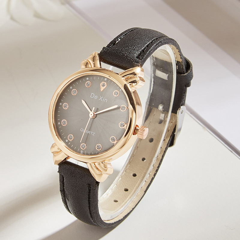 Cross-border popular casual ins redondo pequeño dial de cuarzo reloj de mujer de moda todo-fósforo de moda estudiante reloj de mujer