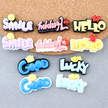 亮面流行语英文字母牌diy树脂配件头饰发夹手机壳水杯收纳盒贴片