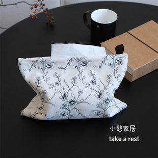 Simple woolen embroidered tissue bag desktop storage living room study decorative tissue box factory direct sales