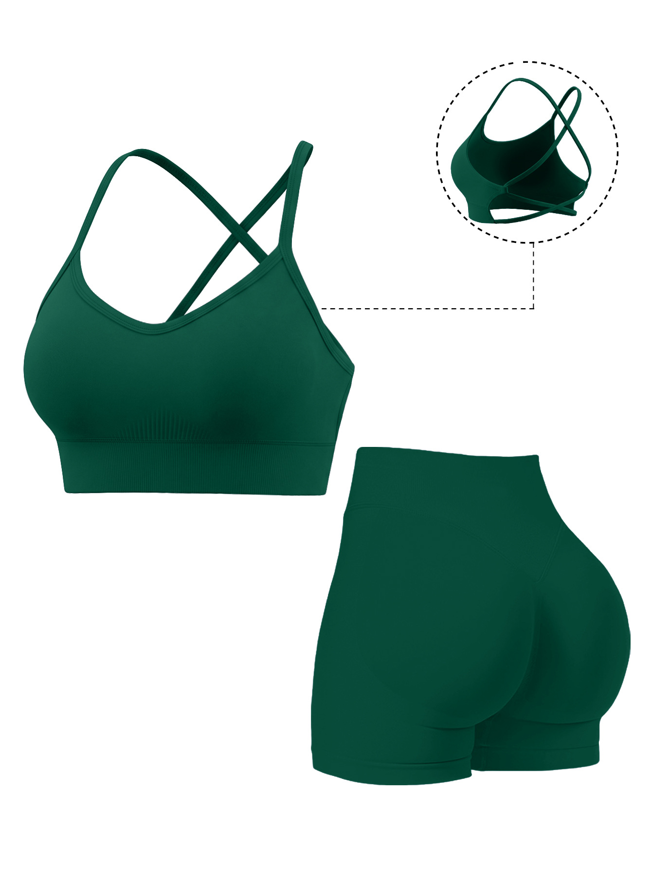 Conjunto deportivo de yoga dfyne para mujer, sujetador con tiras cruzadas, pantalones cortos con control de abdomen y efecto levanta glúteos, conjunto de verano para fitness y levantamiento de pesas.