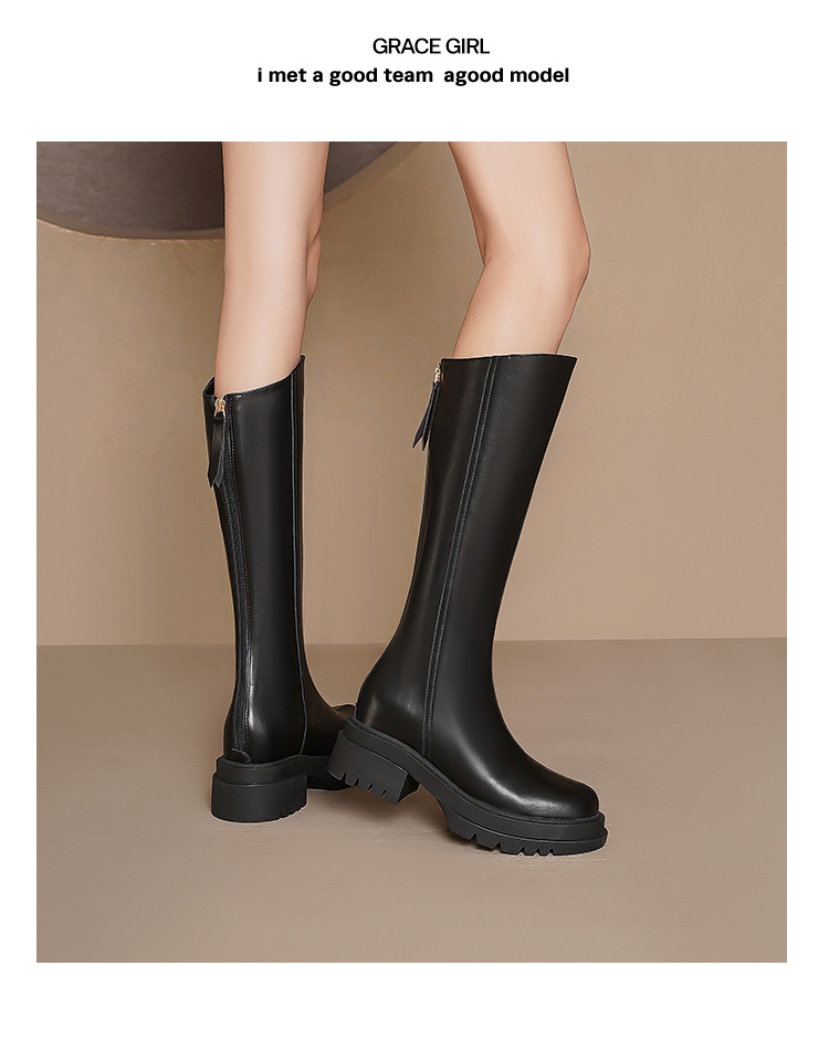 Autumn Winter Women Knight Boots With Inner Height Increase Sole_voghion.com