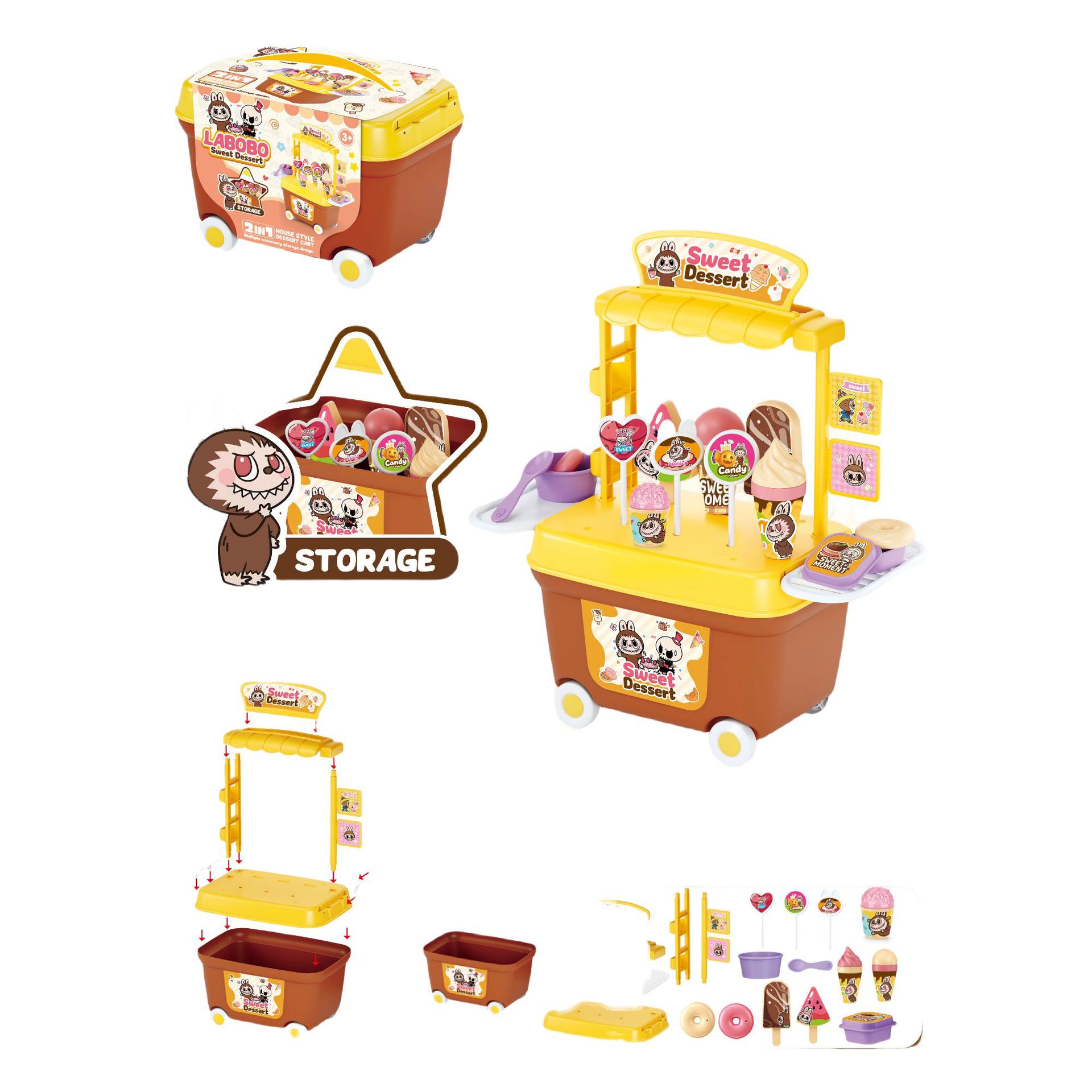 Explosiva transfronteriza para niños, dibujos animados de la casa, mesa de vajilla de brara, mesa de postres, caja de almacenamiento de utensilios de cocina, mini juego de cocina