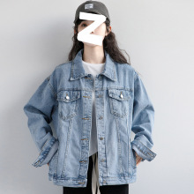 2023春季新款蓝色牛仔外套女春秋韩版休闲外搭上衣bf宽松牛仔夹克