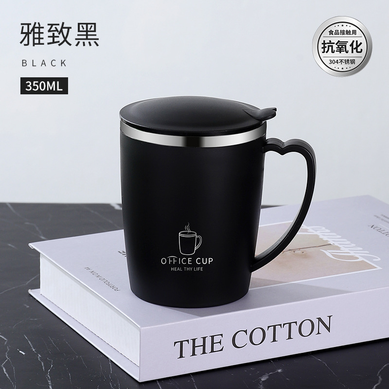Tazas de café 304 de acero inoxidable con tapa, tazas de café para hombres y mujeres de alto valor, tazas de agua doméstica, tazas de té de oficina
