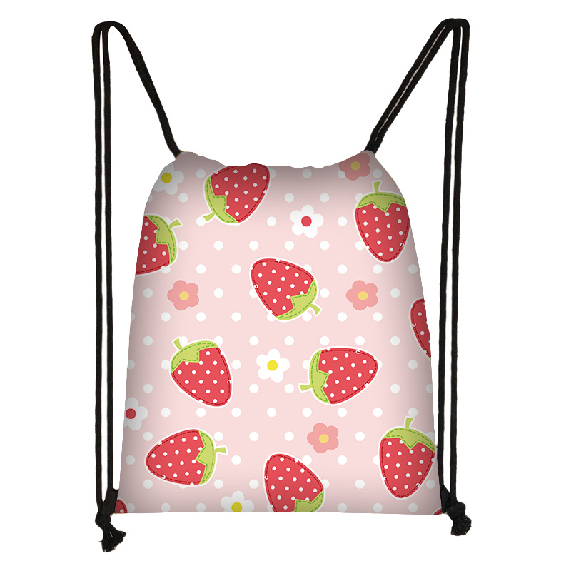 新款水果抽绳束口袋儿童原创可爱大容量收纳包包涤纶耐磨收纳袋热