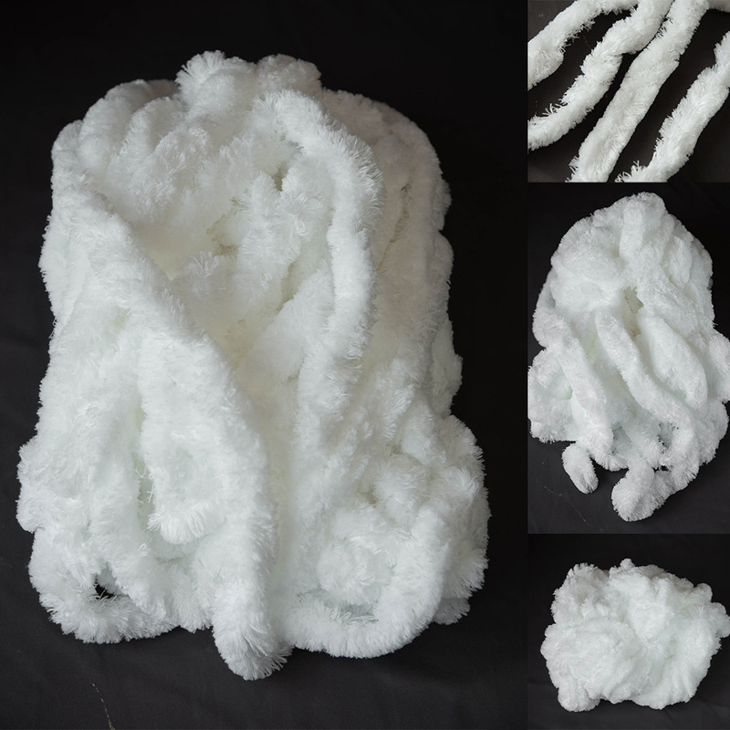Sausage Yarn White Thread Raw Material 2cm Super Thick Cat Tail Thread 250g Semi-Finished Yarn Direct Supply from Manufacturer in Stock