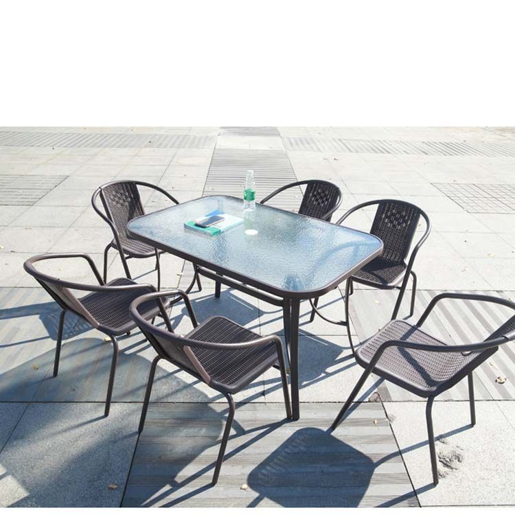 Mesa y silla al aire libre con paraguas combinación patio al aire libre jardín mesas y sillas tres piezas set casero ocio al aire libre balcón tabla plegable image 14
