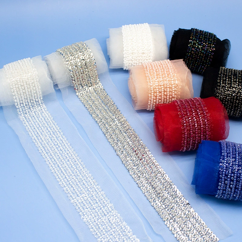 3 ряда 4 ряда 6 рядов рисовые бусины заказ кусок имитация ручной работы из бисера кружевные бусины Лента Одежда обувь и шляпы аксессуары для украшения багажа