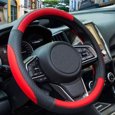 Steering wheel cover Wheel Cover White Rubber Inner - black-red-38cm