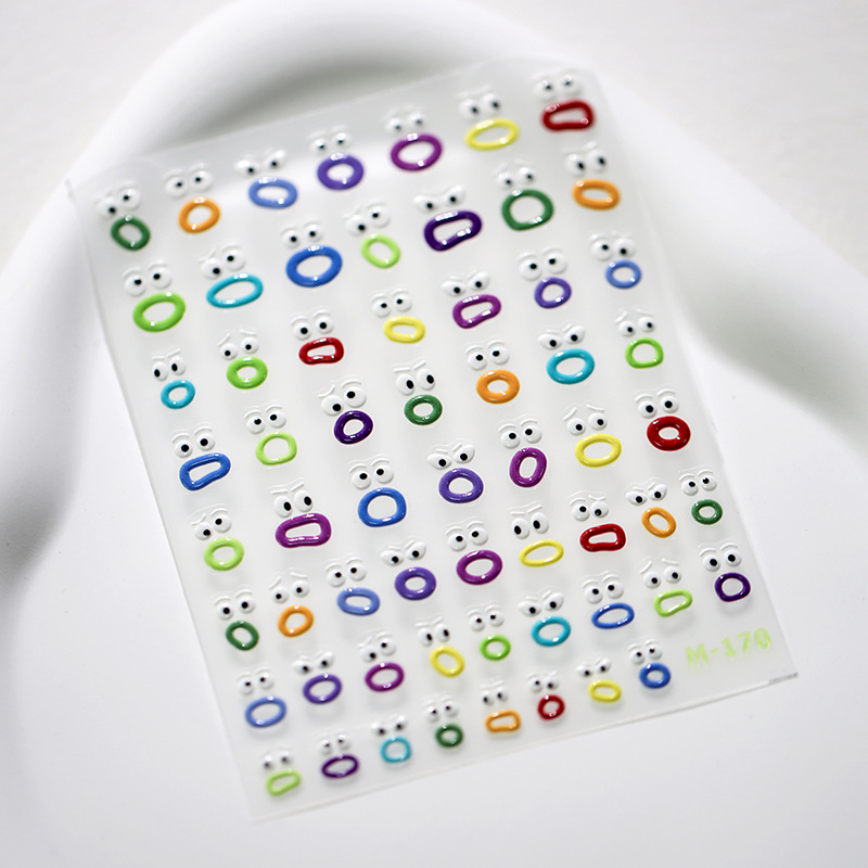 TENSOR nuevo arte lindo divertido uñas pegatinas boca extraña uñas pegatinas jalea serie M-135