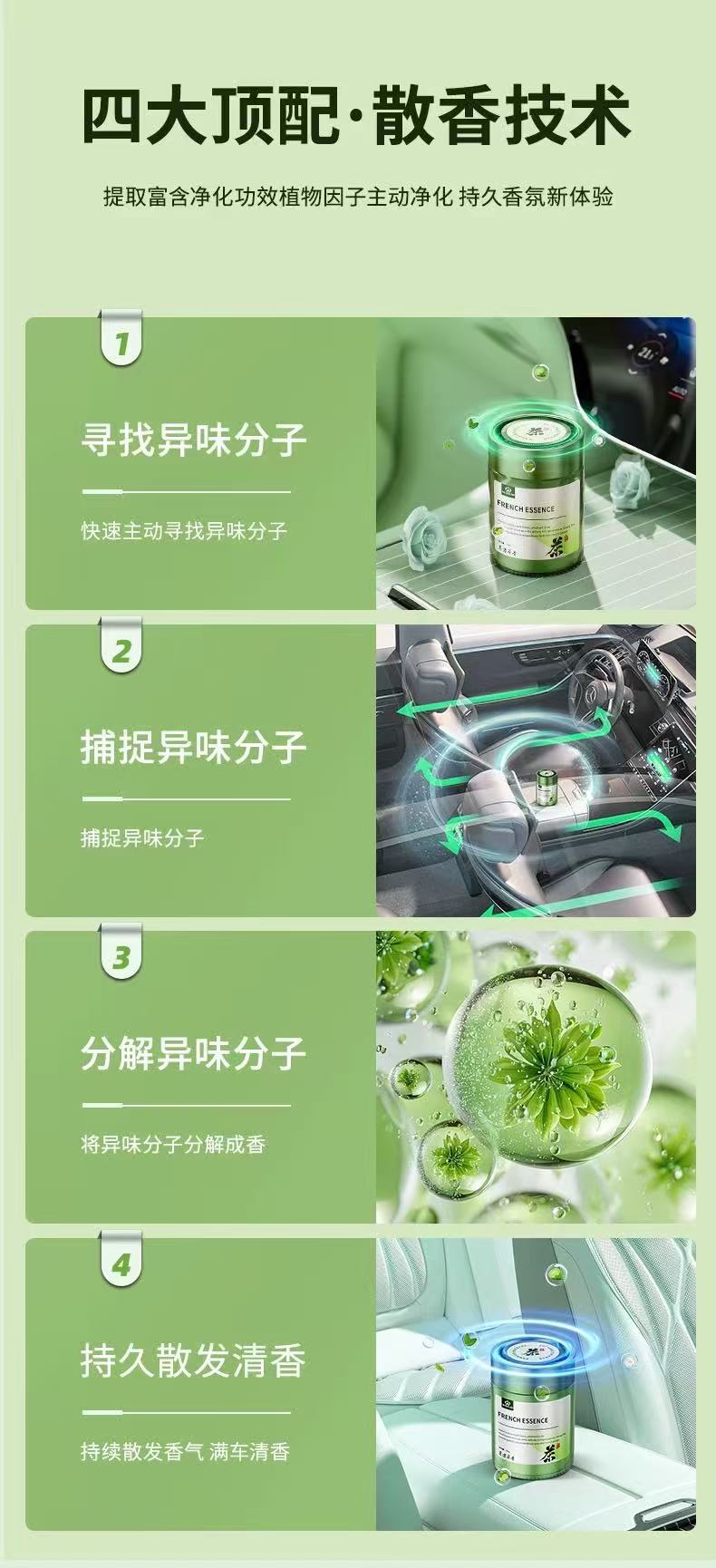 All-Season Zen Tea Car Fragrance New Solid Balm for Men, Long-Lasting Light Scent for Car Use