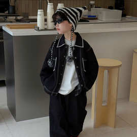 泰如2025秋季新款儿童韩版洋气百搭牛仔套装男童时尚休闲两件套潮