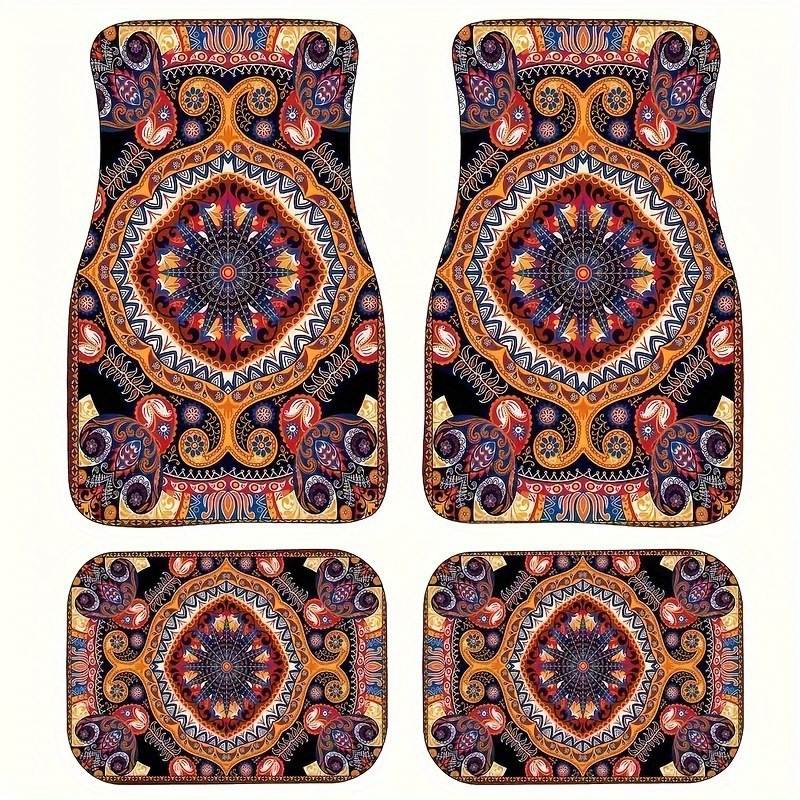 Cross-Border Bohemian Four-Piece Car Floor Mats for Main and Passenger Front and Rear Floor Mats Amazon Temu Dropshipping Floor Mats