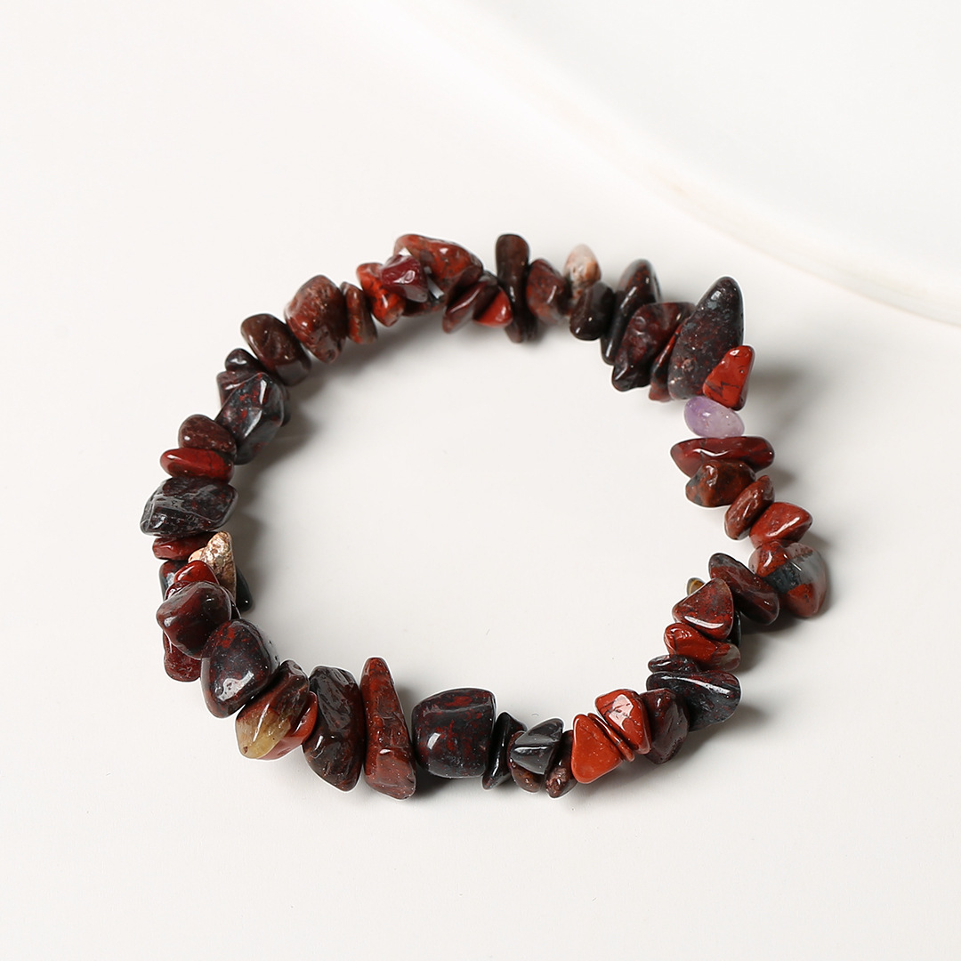 Pulsera de anillo único de piedra de cuartil natural irregular pulsera de cuerda elástica de piedra original estilo fresco simple y versátil