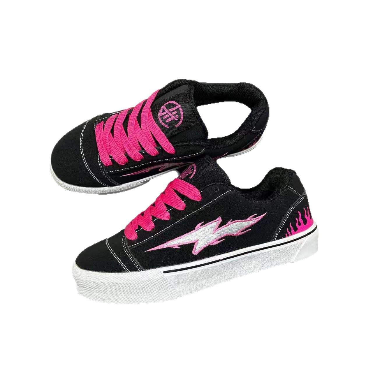 Lazos de primavera 2026 nuevo estilo americano de color combinado patrón de relámpago mujer moda casual skate zapatillas cómodas para mujeres
