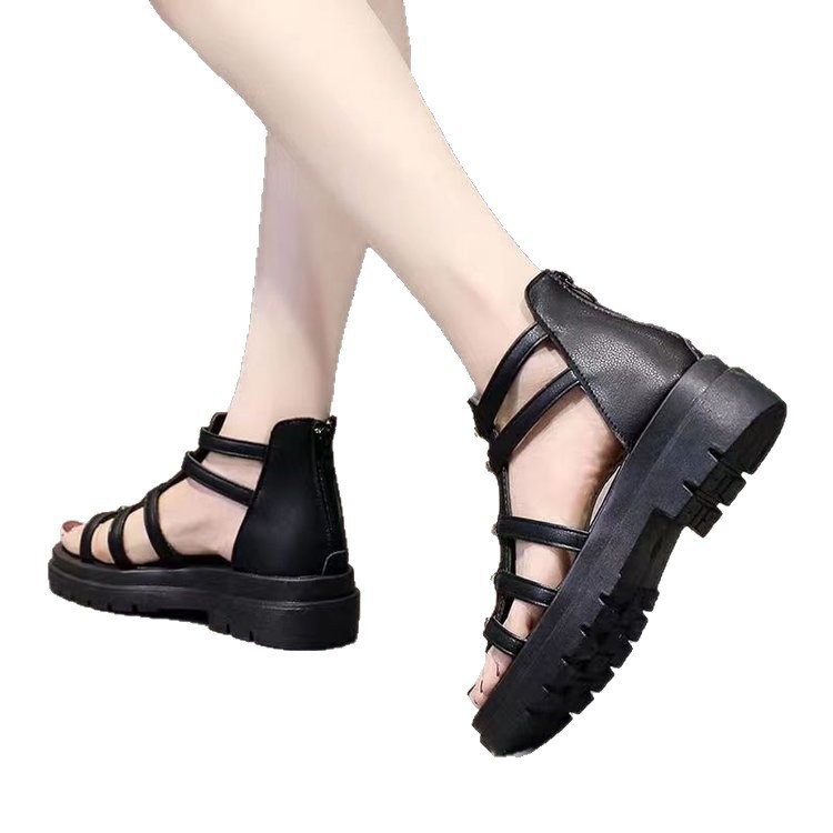 Sandalias romanas para mujeres verano 2026 nuevo estilo de hadas estilo de tacones suaves sandalias de playa casuales