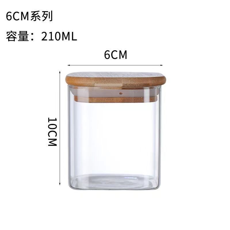 Tanque de almacenamiento de vidrio sellado cuadrado, tanque de té fresco, tanque de almacenamiento de granos, tanque de dulces, tanque de almacenamiento de vidrio de alto silicio