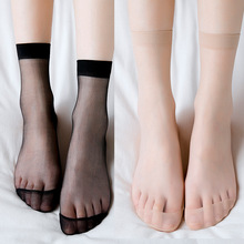 丝袜女夏季薄款水晶丝短袜肤色中筒透气隐形防勾丝肉色中筒袜子
