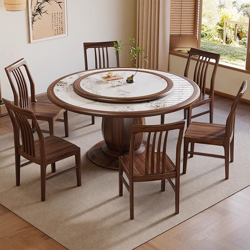 Song's Aesthetic Black Walnut Slate Dining Table New Chinese Style Hotel Restaurant Home Small Apartment Solid Wood Edge Dining Table