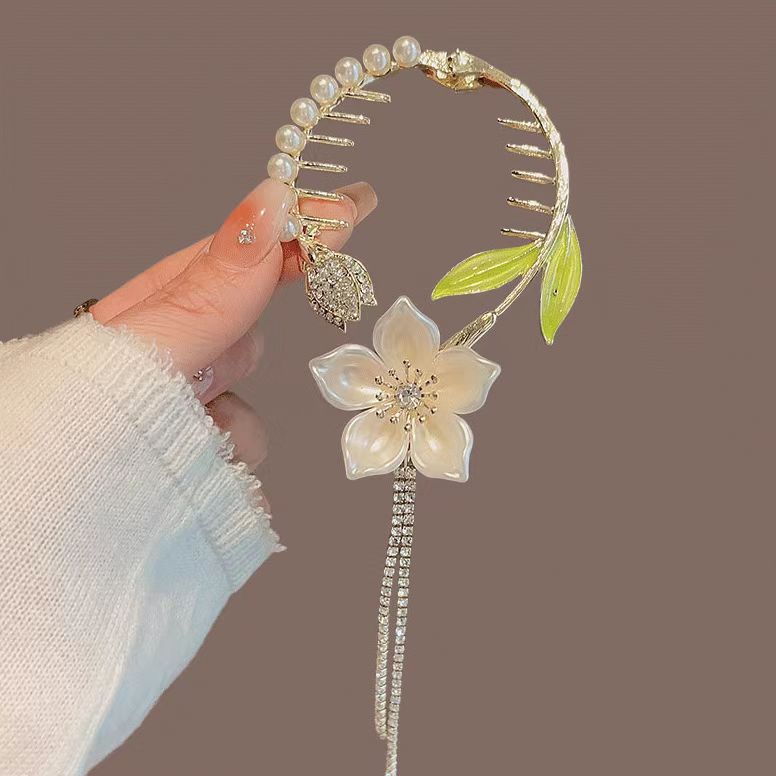 古風鈴蘭流蘇ヘアピン団子の髪飾り女性の高級感バラの髪のフックの気質の半分の髪のクリップ