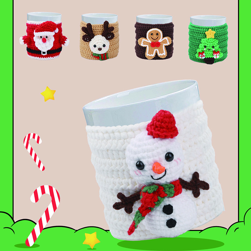 Christmas snowman cup cover crochet material pack
