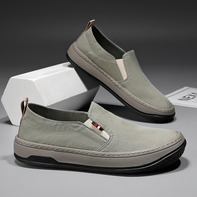 Spring and Summer New Style Ice Silk Breathable Slip-On Lightweight Men's Canvas Casual Shoes Versatile Comfortable Single Shoes Trendy Men's Shoes