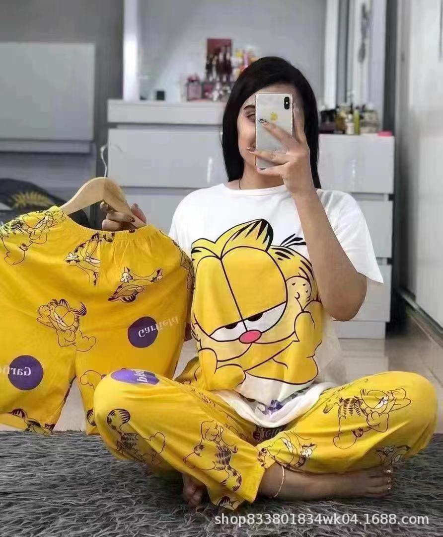 Pijamas transfronterizos de leche de verano pantalones de manga corta tres piezas de dibujos animados lindos ropa de hogar de comercio exterior de labu