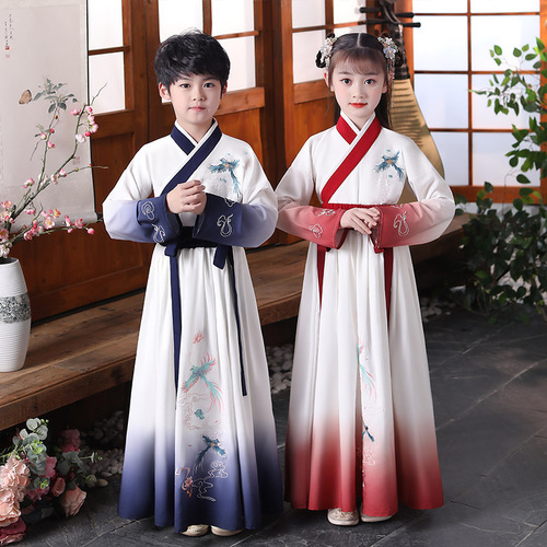 children Chinese Hanfu costume hanfu traditional Chinese clothing swordsman warrior cosplay kimono robe for boy girl pupil performance clothing Chinese wind 