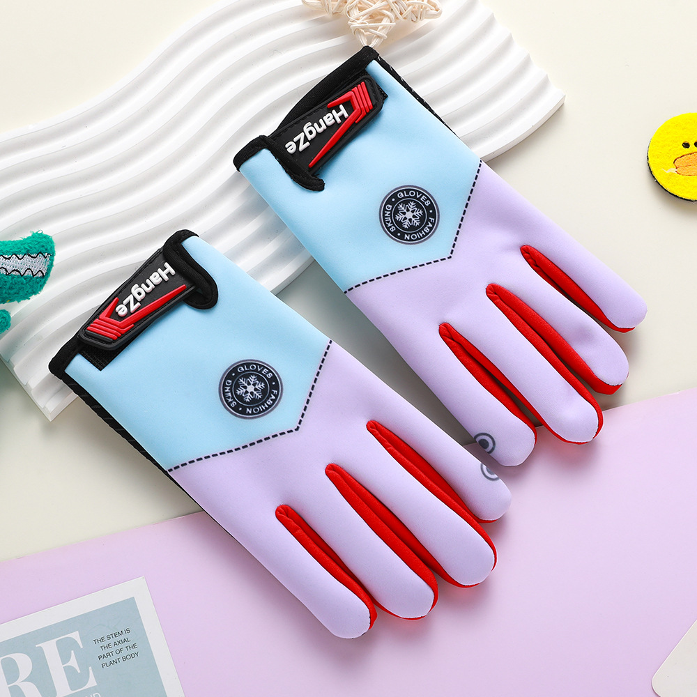 Guantes para niños otoño y invierno más terciopelo caliente estudiantes, niños y niñas gruesos guantes a prueba de viento para montar al aire libre a prueba de frío