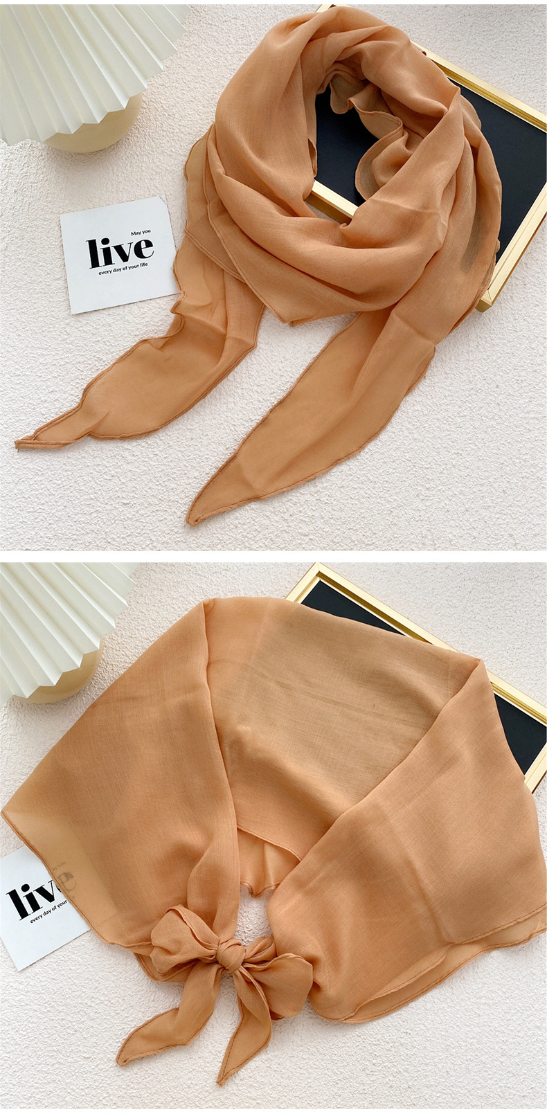 50g Weight Travel Occasion Solid Color Pattern Unisex Gender Sweet Style Orange, Grey&Pink, Grey, White, Green, Blue, Yellow, Black Color Nihaojewelry Solid Color Cotton And Linen Scarf Silk Wholesale Jewelry 6